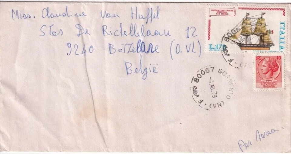 G011 Italy 1979 Sorrento ship cover - Image 1 of 1