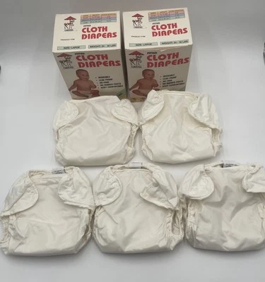 (5) Carousel Brand Fitted Cloth Diapers Size Large Reusable 100% Cotton - Image 1 of 4