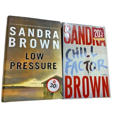 2 Sandra Brown Books Low Pressure Chill Factor Hard Cover Dust Jackets Used Foto 1 de 4