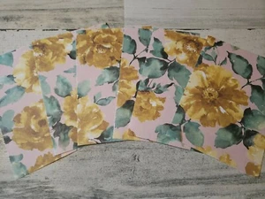 6 pieces of yellow flowers Scrapbook Paper 4x6 photo mats #563 - Picture 1 of 1