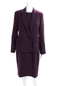 Hobbs London Womens Single Button Notched Lapel Dress Suit Purple Size 6 8