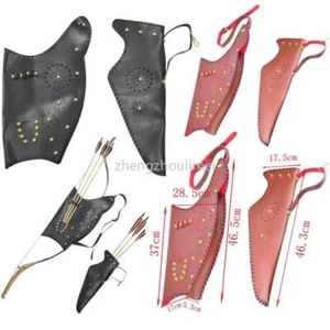 Leather Traditional Recurve Bow Bag Case Arrow Quiver Archery Longbow Hunting - Picture 1 of 21