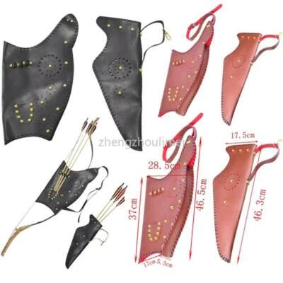 Leather Traditional Recurve Bow Bag Case Arrow Quiver Archery Longbow Hunting - Image 1 of 4