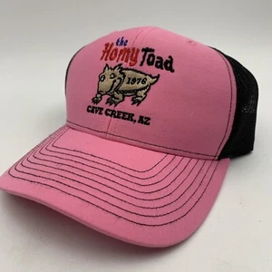 Horny Toad Trucker Hat Cave Creek Arizona Pink Blk Snapback Dive Bar Saloon - Picture 1 of 8