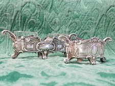 pregiata coppia antiche saliere in argento 800 cesellato epoca fine '800