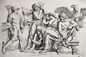 Antique Etching Original Mythology, People, Poseidon, Hermes, Prometheus - Picture 1 of 8