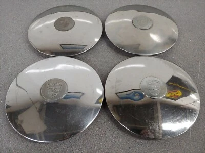 JUEGO DE TAPACUBOS CROMADOS USADOS PORSCHE 356C 356SC 911 912 914-6 CON ESCUDOS NLA 16 Foto 1 de 4