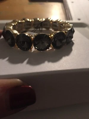 Kenneth Cole Bond y Borgoña Diamante Negro Facetado Piedra Elástica #430 Foto 1 de 4