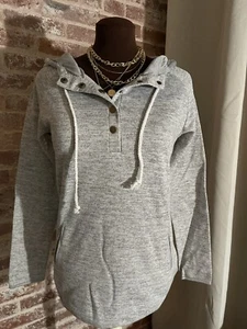 New! Sweatshirt Gray Hooded Snap Button Long Sleeve Pockets Women’s 2XL - Picture 1 of 6
