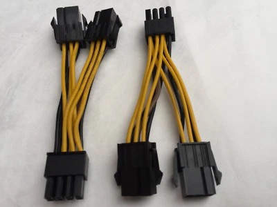 2 pcs Dual 6 Pin Female To 8 Pin Male PCIE VGA Power Cable for NVIDIA ATI RADEON - Image 1 of 4