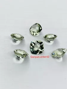 Green Amethyst Loose Gemstone Cushion Checkerboard Cut 11x11 MM 2 Pcs Lot E - Picture 1 of 7