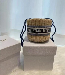 Christian Dior Straw Pouch Mini Shoulder Bag VIP Limited Novelty Box New - Picture 1 of 5