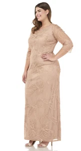 js collections pearl 3/4 esleeve gown pink taupes 10 - Picture 1 of 12