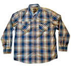 Wrangler Outdoor Western Cowboy Men's Size L Blue Long Sleeve Snap Up Shirt-K