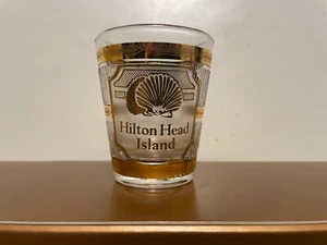 Vintage HILTON HEAD ISLAND 22Kt Gold Trim Shot Glass - Picture 1 of 8