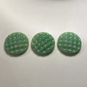 Vintage Mint Waffle Buttons Set of 3 Art Deco Pastel Green 3cm Q840 - Picture 1 of 6