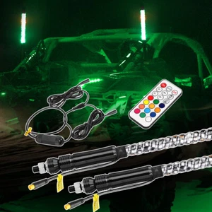 2x 1ft RGB LED Whip Spiral Lights Antenna for ATV UTV Can Am X3 Polaris RZR 1000 - Picture 1 of 14