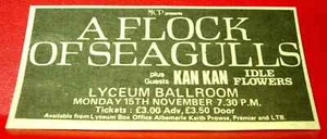 A Flock Of Seagulls/Kan Kan/Idle Flowers ORIG 1982 Press/Mag ADVERT 3.5"x 1.5" - Imagen 1 de 3