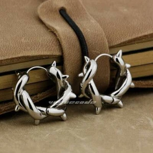 Fashion Stainless Steel Thorns Hoop Earring Charms Punk Jewellery 4X024C - Picture 1 of 5