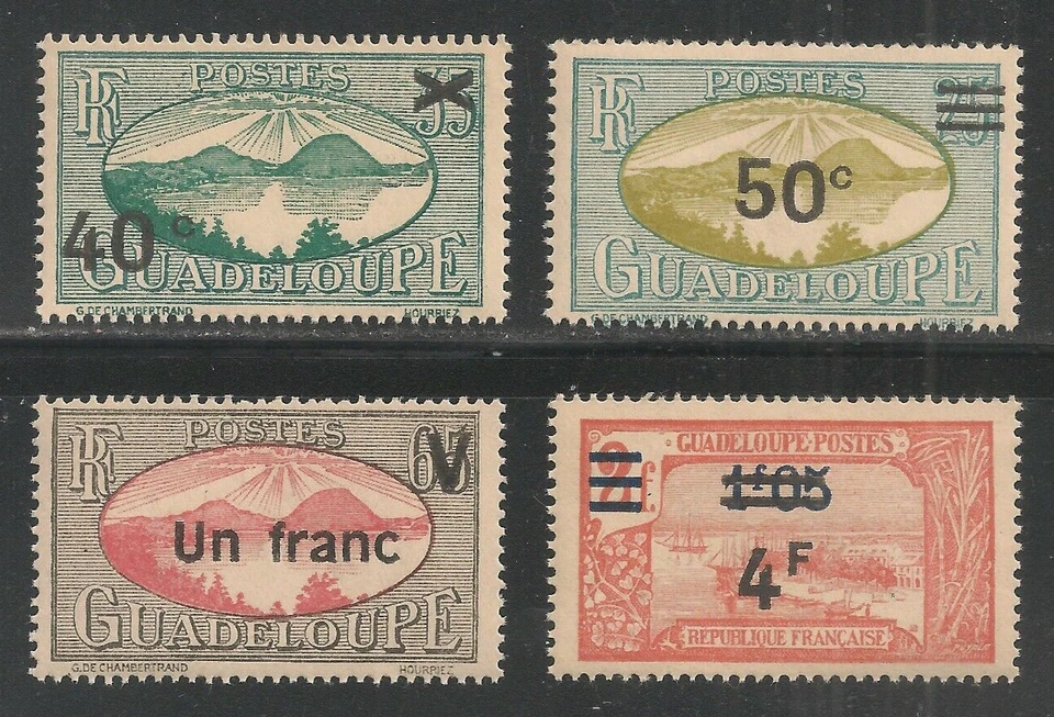 Guadeloupe #164-167 VF MNH - 1944 40c on 35c to 4fr on 1.05fr - Surcharged   - Image 1 of 1