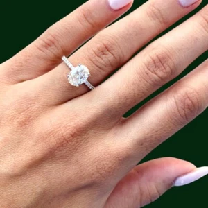 14k White Gold 1.30 Ct IGI Lab Grown Oval Diamond Engagement Rings for Women 7 - Picture 1 of 14