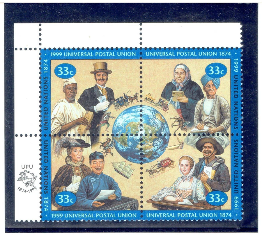 NACIONES UNIDAS (Nueva York) 1999 UPU (Bloque de 4) CV $2,50 Foto 1 de 1