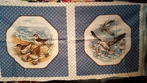 COTTON PILLOW PANEL SEA BIRDS OCEAN SHELLS SEA GULL(2) READY TO CUT, SEW & STUFF - Picture 1 of 3