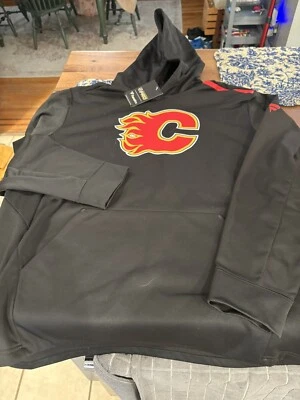 MENS Calgary Flames Fanatics Authentic Pro 2XL XXL Hoodie Sweatshirt BLACK NWT - Image 1 of 4