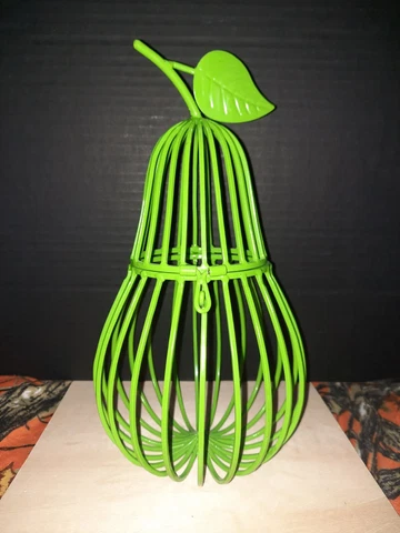 Green Metal birdcage clasped Pear Basket Cover
