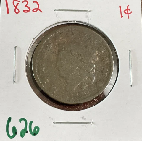 1832 Coronet Head Large Cent 1c Circulated Cover