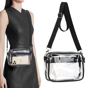 Transparente Umhängetasche Handtasche Tasche Stadion zugelassen für Konzerte Reisen, PVC Schultertasche - Bild 1 von 11