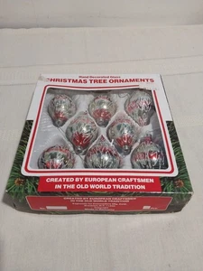 Vintage Commodore Christmas Classics Glass Ornaments Set of 8 indent Sparkly - Picture 1 of 5