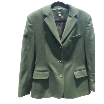 Blazer L.L.Bean Mujer Lana Cachemira 14P 14 Caqui Verde Inglés País Dinero Antiguo Foto 1 de 4