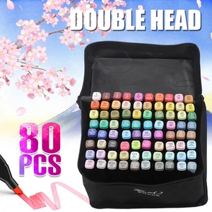 80 Farben Marker Set,Permanent Marker Stifte Set Doppelspitzen Touch Filzstifte! - Bild 1 von 24