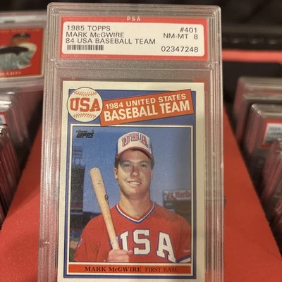 Mark McGwire 1985 Topps USA Baseball No401 PSA 8 дебютант RC - Изображение 1 из 2