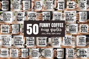 50 Funny Office Coffee Mug SVG Bundle | Sarcastic & Humorous Designs - Picture 1 of 7