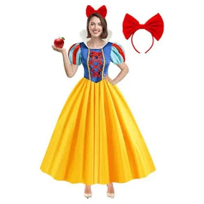 Wishten 雪白礼服服装公主角色扮演头带女式 XL 码 — 第 1/4 张图片