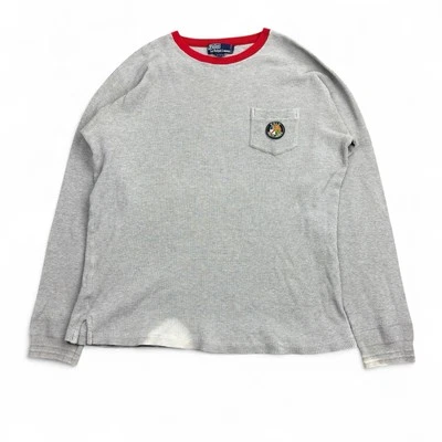 Vintage 90s Polo Ralph Lauren Waffle Knit Long Sleeve Men’s XL Gray Cookie Patch - Image 1 of 4