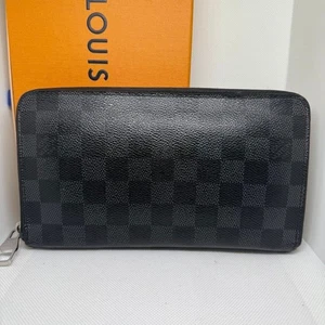 Auth Louis Vuitton Damier Graphite Zippy Organizer NM Wallet N60111 Round Zipper - Picture 1 of 19