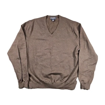 Suéter Brooks Brothers Elastizado Lana Merino Cuello en V Marrón Para Hombre Grande Pullover De Colección Foto 1 de 4