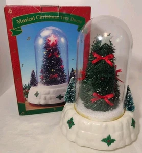Vintage Musical Christmas Tree Snow Dome Lights Up Shoots Snow Plays Music 12" - Picture 1 of 8