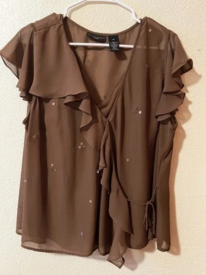 Blusa Apostrophe 2 peças transparente MULHER marrom usada tamanho 18W - Imagem 1 de 4