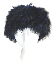 Vintage Parkhurst Blue & Black Faux Fur Hat Furry Cloche-+Hat Pin-Made in Canada - Picture 1 of 23