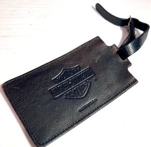 Harley-Davidson Kofferanhänger schwarz Leder geprägt 4,5 Zoll - Bild 1 von 8