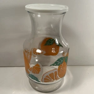 Vtg Anchor Hocking Orange Juice Pitcher Carafe Glass Orange Slices 56 oz - Picture 1 of 6