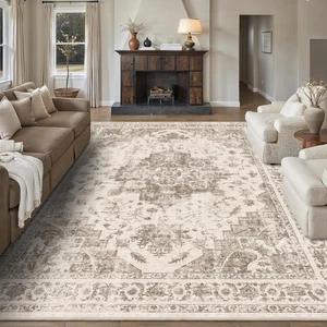 9x12 Vintage Washable Area Rugs Boho Medallion Large Distressed Retro Accent ... - Bild 1 von 9