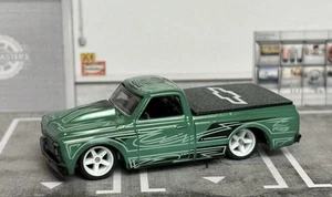 Hot Wheels CUSTOM 1967 Chevy C10 Dyed Green with Bed Cover And Real Riders - Picture 1 of 8