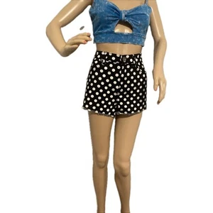 Polkadot Denim Shorts - Picture 1 of 10