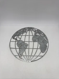 Metal Art World Map Globe Galvanized Steel Wall Hanger - Picture 1 of 4