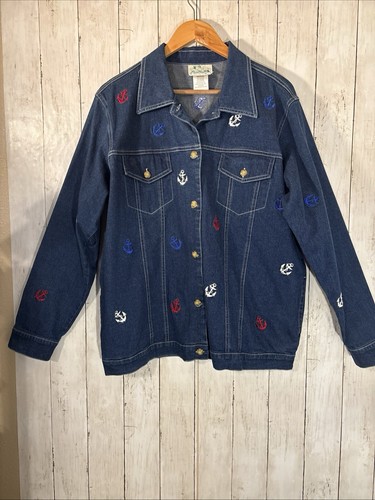 VETEMENTS Giacca denim Quacker Factory taglia M oversize boxy novità ancore resort nautico